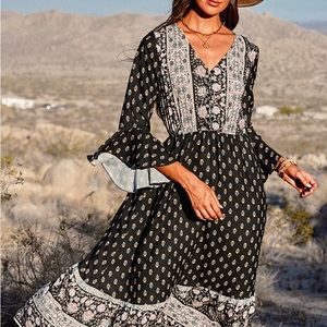 Palmer V-Neck Dolman Sleeve Dress   Cupshe